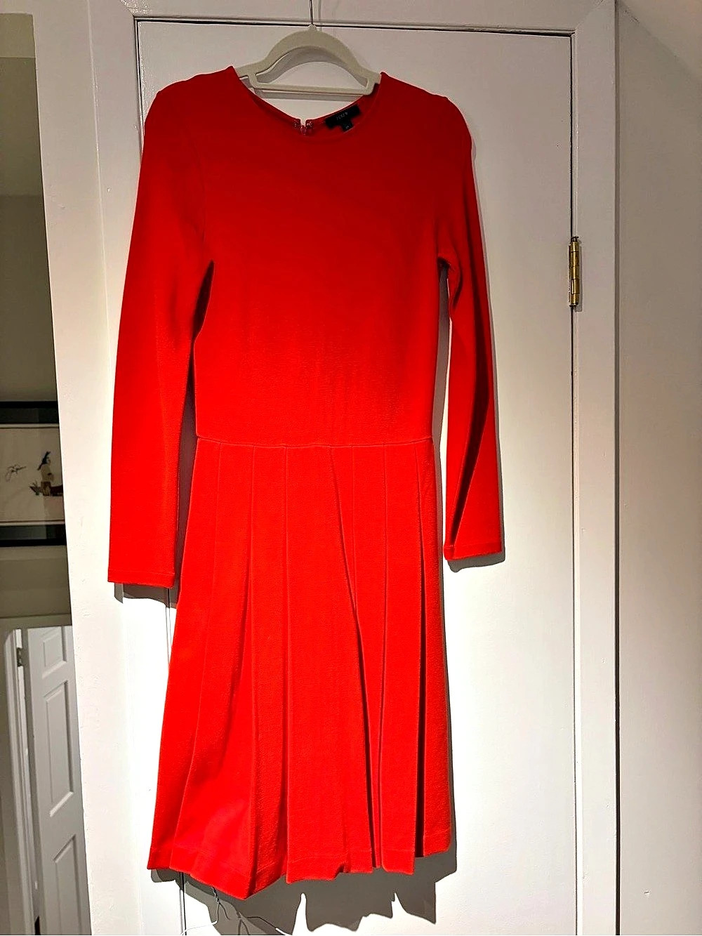 J.Crew Long Sleeve Pleated Midi Dress in Red Size 2T Like New